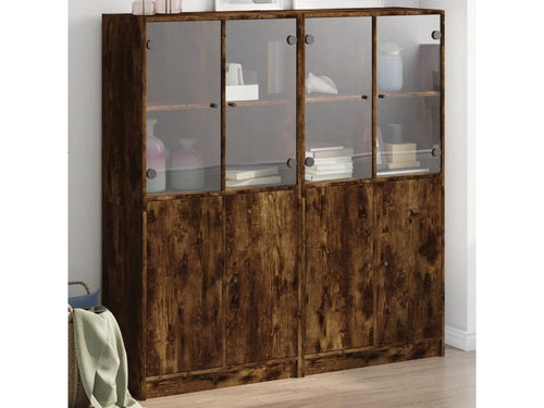Bookcase with smoked oak doors, 136x37x142