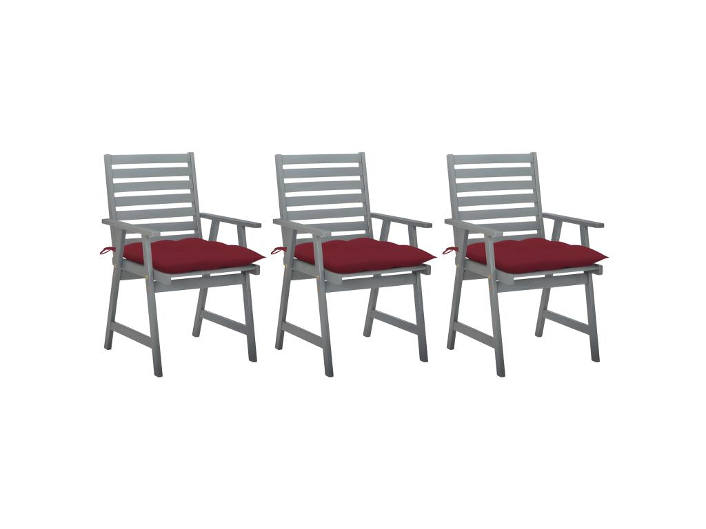 Set of 3 outdoor dining chairs and cushions, Meublita solid wood