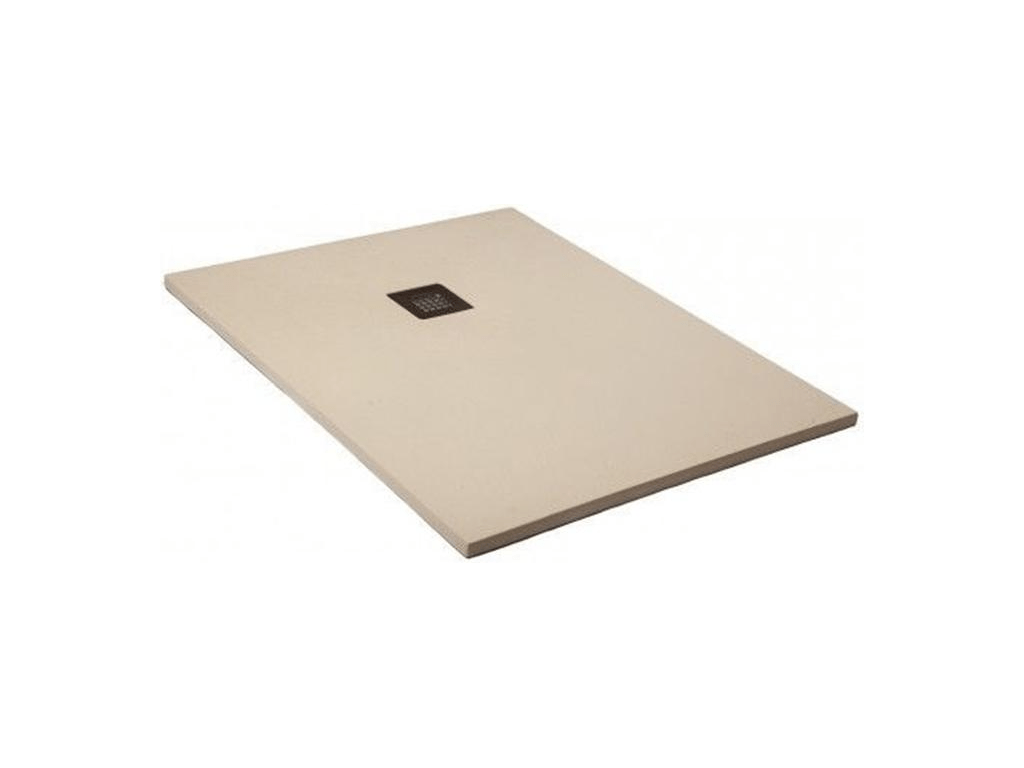 65x195 cm Shower Tray, Meublita Extra Thin White Line, Meublita RAL 1013, in Synthetic Resin and Marble Powder with Free-Mounting Drain