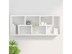 Glossy white wall shelf, 36x16x90 cm, engineered wood