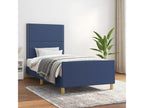 Bed frame with headboard, blue, 90x190 cm, fabric