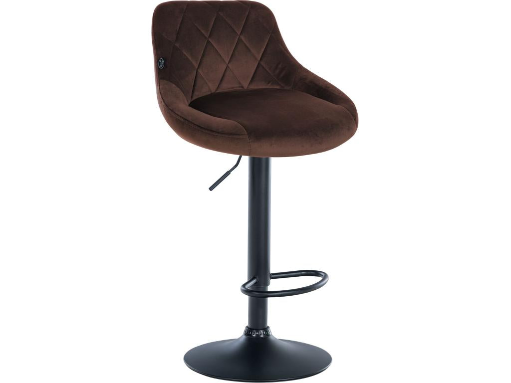 Set of 2 Bar Stools - Velvet/Metal - Brown - Meublita