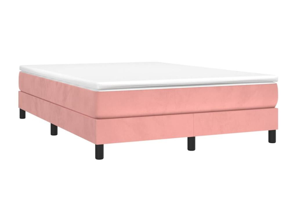 Pink velvet bed frame without mattress, 140x190 cm
