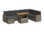 Meublita 9-piece garden furniture set with cushions, grey woven resin