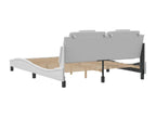 Bed frame with headboard, white, 160x200 cm, faux leather