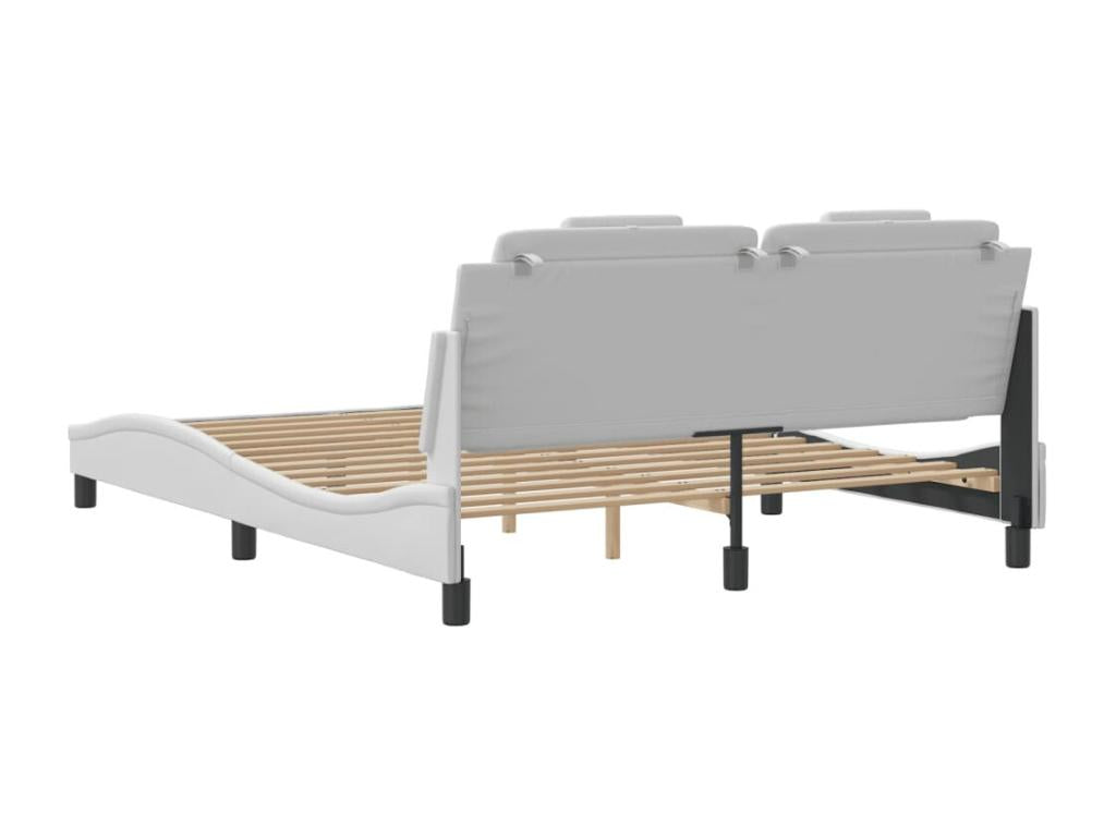 Bed frame with headboard, white, 160x200 cm, faux leather