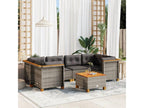 Garden furniture set with cushions, 7 pieces, grey woven resin