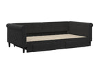 Daybed with trundle and drawers, black, 100x200 cm, velvet