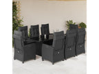 9-piece garden dining set with black resin wicker cushions