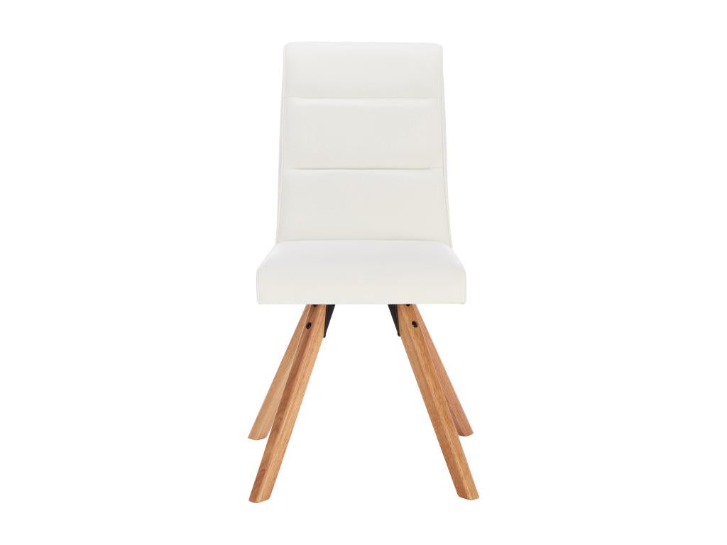Set of 2 chairs in faux leather and rubberwood - White - Meublita