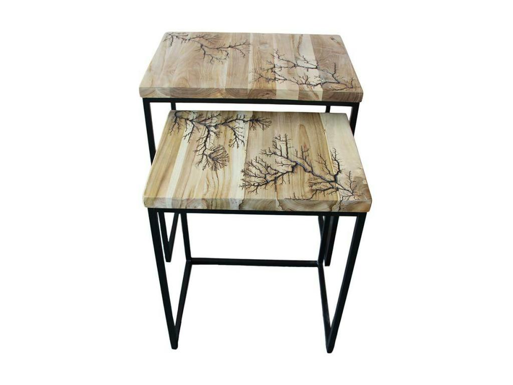 Nesting coffee tables x2 with teak tops, Meublitaé