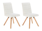 Set of 2 chairs in faux leather and rubberwood - White - Meublita