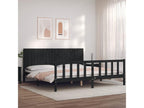 Bed frame with black headboard, 200x200 cm, solid wood