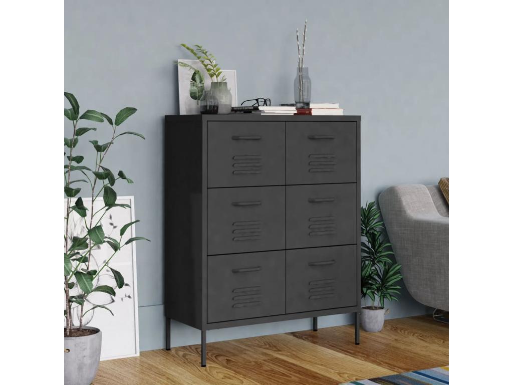 Anthracite drawer unit 80x35x101.5 cm Steel
