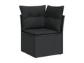8-piece garden furniture set with cushions, black woven resin