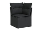 8-piece garden furniture set with cushions, black woven resin