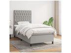 Meublita bed base with light grey 90x200 mattress, fabric