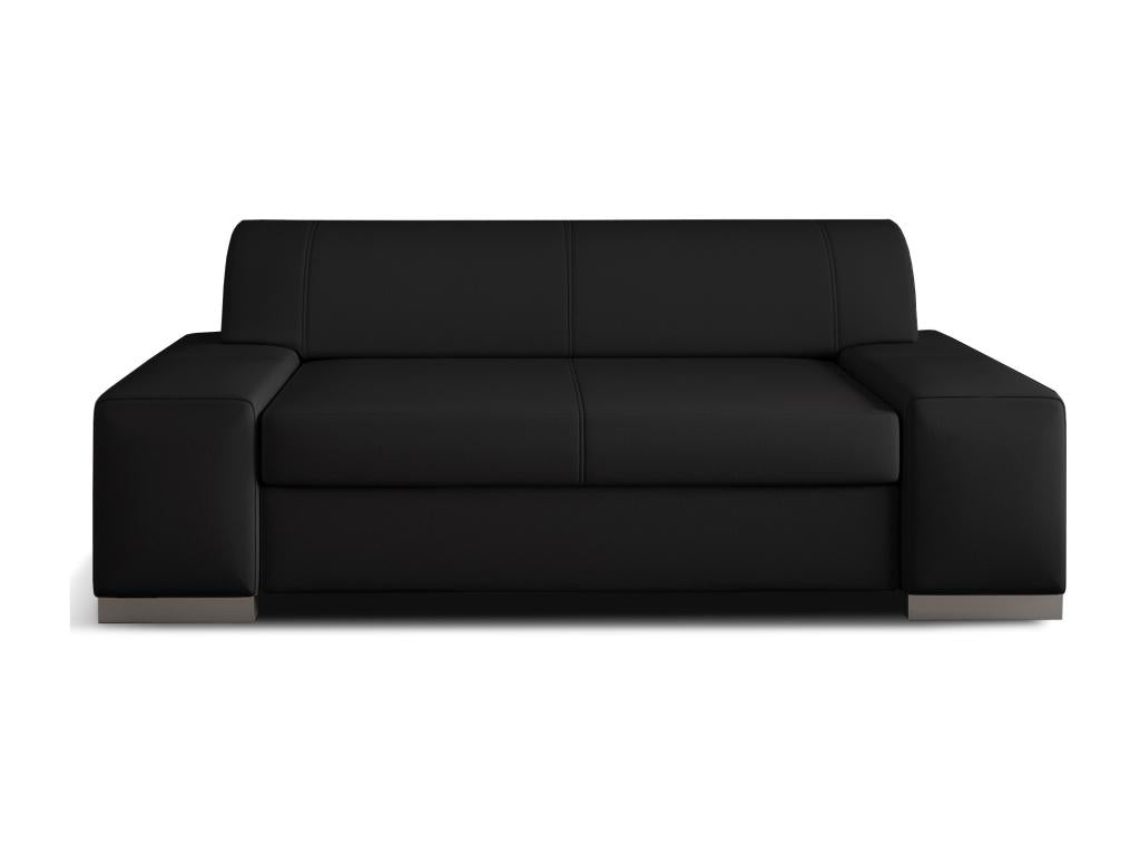 Minimalist 2-3 seater sofa in black faux leather, Meublita, 190cm