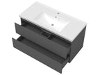Bathroom furniture set 100cm with pedestal sink and LED mirror in anthracite