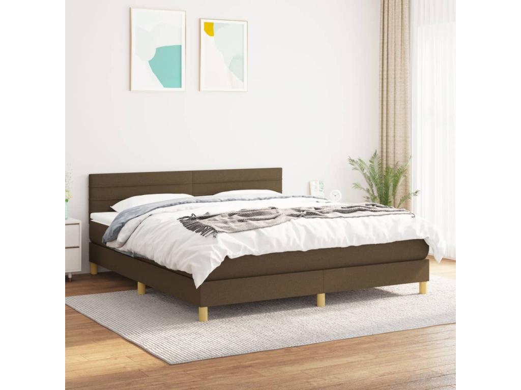 Upholstered bed base with mattress, dark brown, 160x200 cm