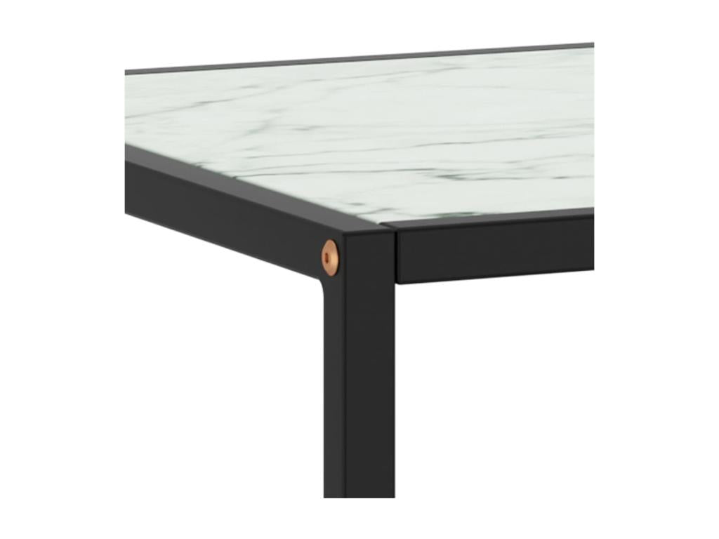 Black coffee table with white marble top, 90x90x50 cm