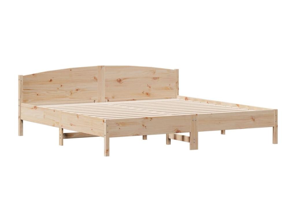 Bed frame with headboard, 180x200 cm, solid pine wood