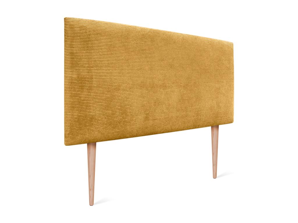 Meublita Plain Corduroy Headboard 150x115 with Bed Legs 150/160 - Mustard
