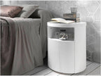 Bedside table with 1 niche and 1 door, lacquered wood, Meublita - Dessert color