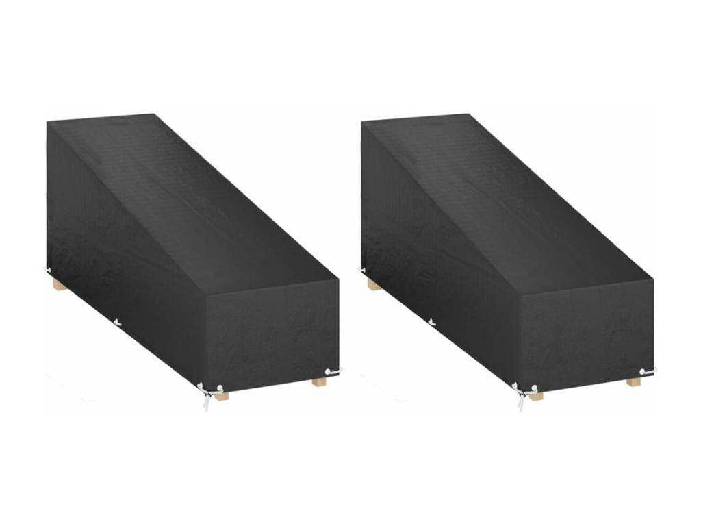 2-piece chaise lounge covers with 12 eyelets, 200x65x35/60 cm, PE