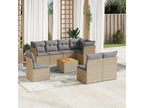 Garden furniture set with cushions, 9 pieces, méMeublita beige woven resin
