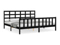Bed frame with black headboard, 200x200 cm, solid wood