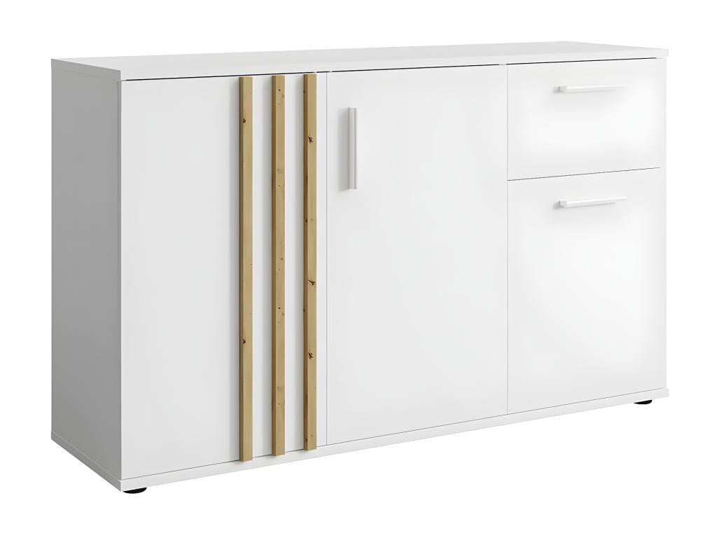 Meublita Chest of Drawers - 3 Doors and 1 Drawer - Modern Design in White and Oak Finish