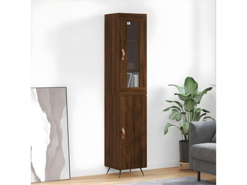 High sideboard, brown oak, 34.5x34x180 cm, engineered wood