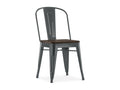Industrial chair in polished steel with a solid brown wood seat, Meublita - Dark Grey color