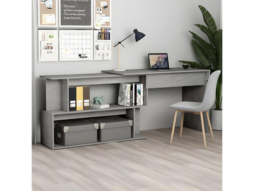 Corner desk, concrete grey, 200x50x76 cm, chipboard