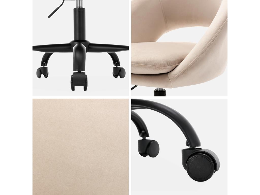 Meublita round office chair in off-white velvet - Meublita - W 59 x D 60 x H 79/89cm