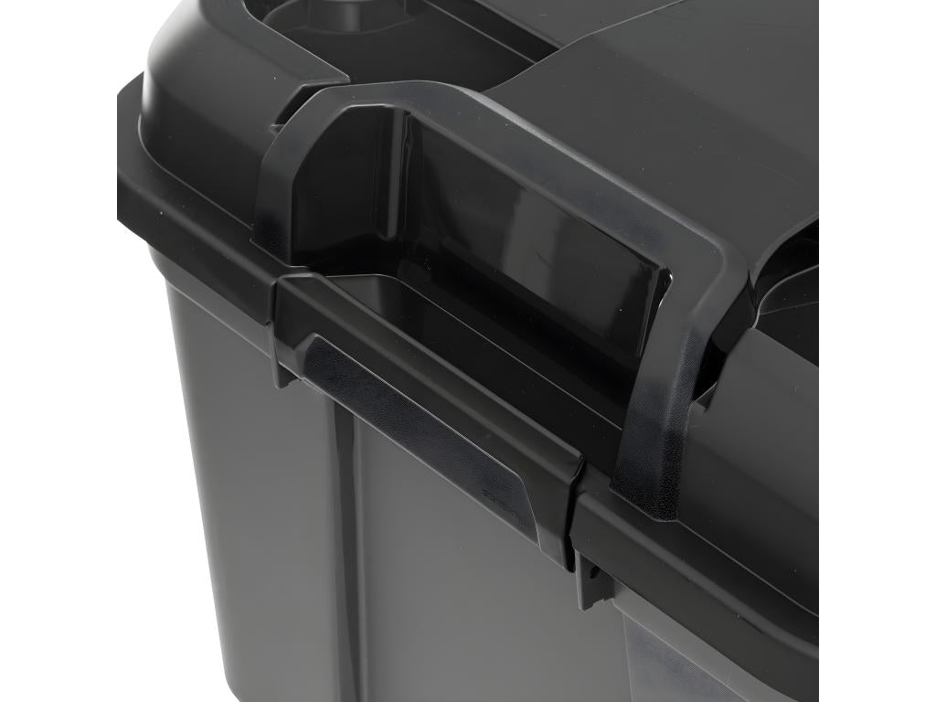 120L Black Polypropylene Storage Box with Wheels and Lock by Meublita