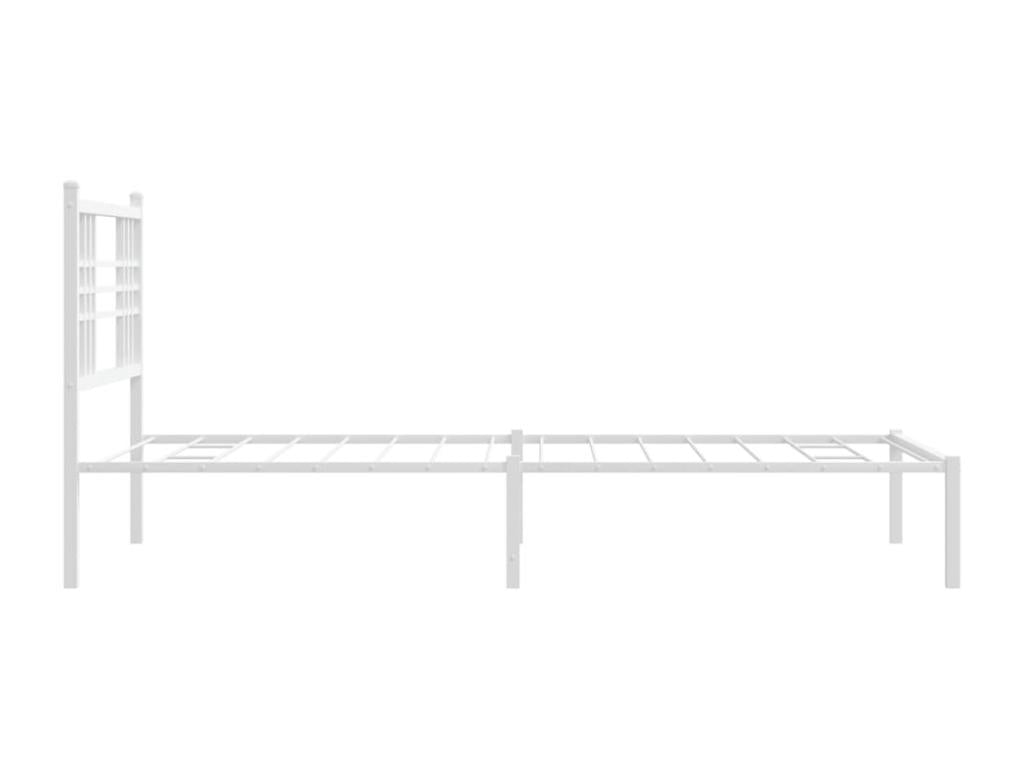 Metal bed frame with white headboard, 100x190 cm