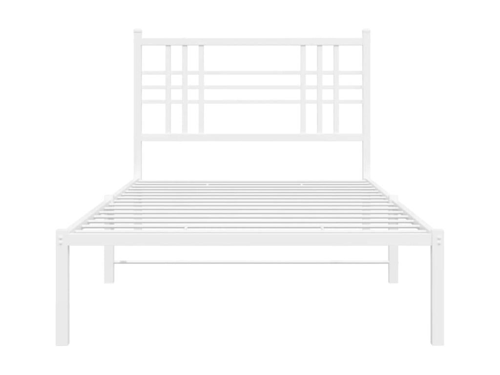 Metal bed frame with white headboard, 100x190 cm