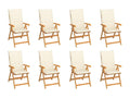 8-piece reclining garden chairs with cushions, solid teak