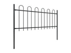 Garden fence with hoop top, steel, 15.3 x 0.8 m, black