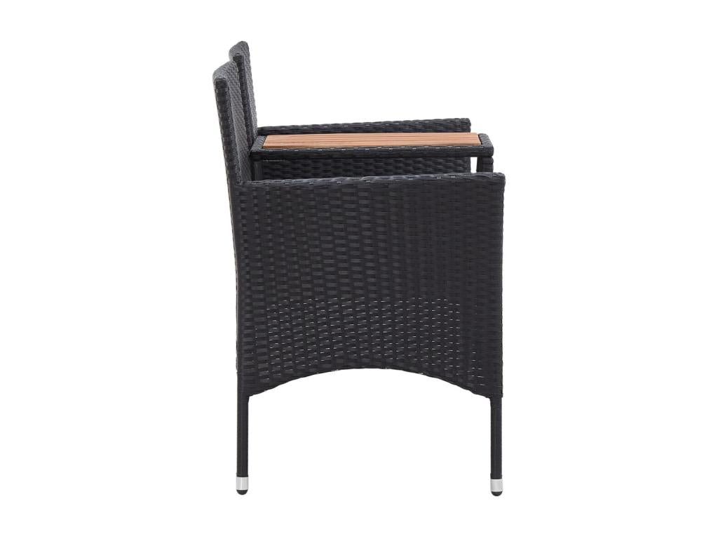 2-seater garden bench and tea table, 143cm, black woven resin