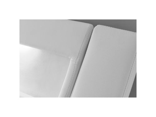 White PU bed frame with integrated LED lighting, 160x200cm, Paddington