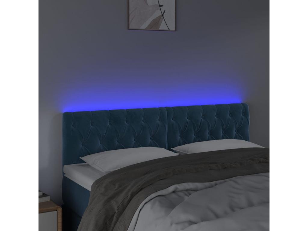 Dark Blue LED Headboard 160x7x78/88 cm Velvet