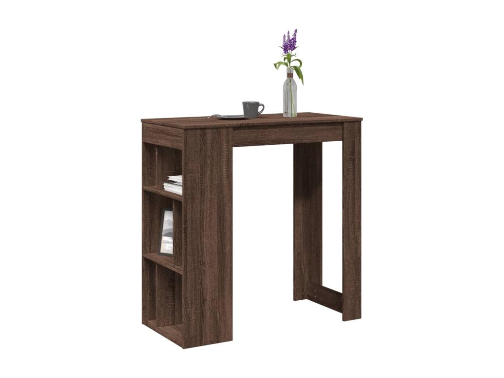 Bar table with shelves, brown oak, engineered wood