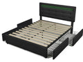 Bed with drawers - 140x200cm with LED lighting and 4 drawers, Black, without mattress - Meublita