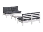 5-piece garden furniture set with cushions, anthracite pine wood