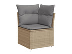 Garden furniture set with cushions, 9 pieces, méMeublita beige woven resin
