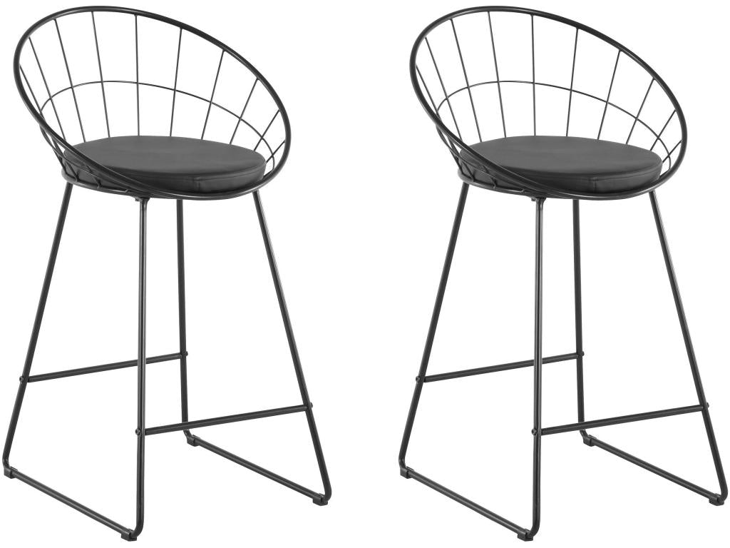 Vertchez - Bar stool set of 2 in PU/metal black