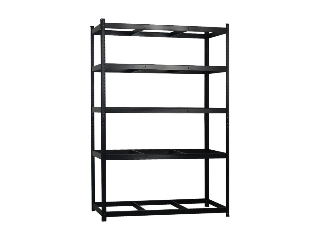 Pack of 2 Modular Shelving Units with 5 Adjustable Shelves, 180x120x60cm, 1250Kg, Black, Meublita